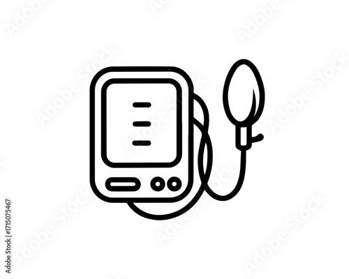 Minimalist Digital Blood Pressure Monitor Icon with Cuff and Display