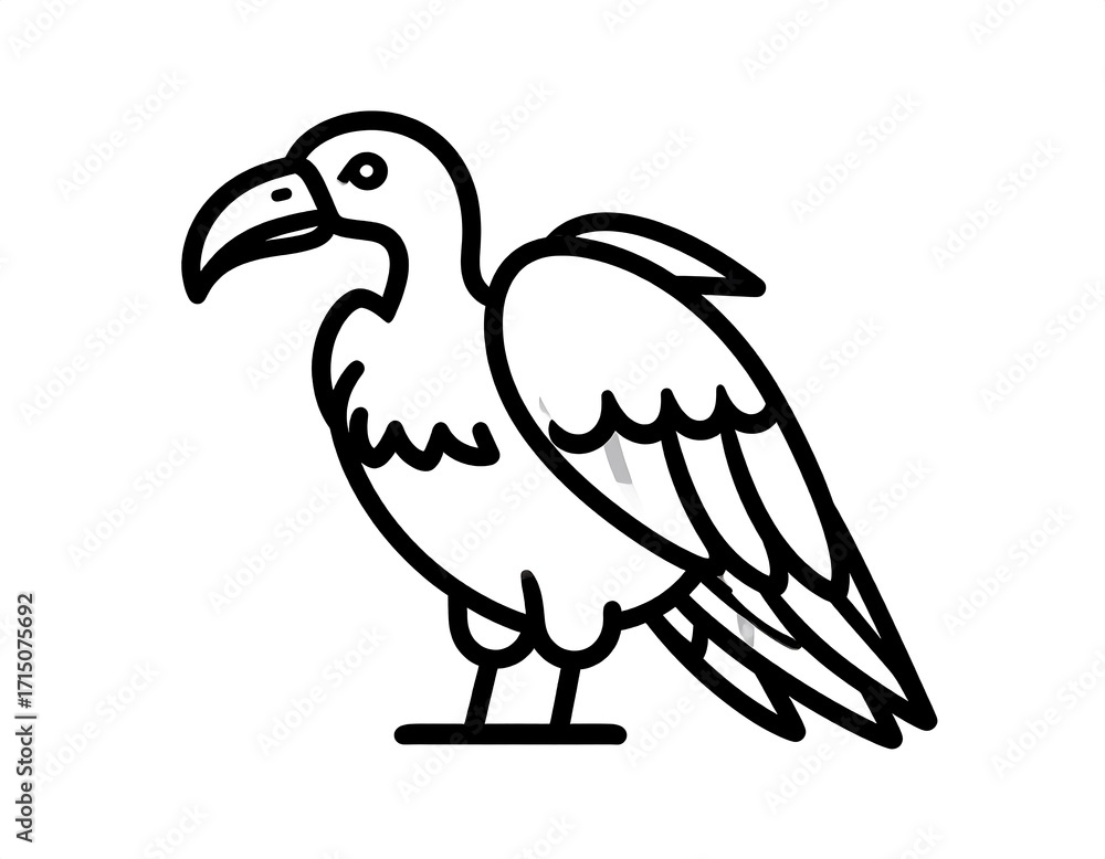 Fototapeta premium Simple black line drawing of a bird