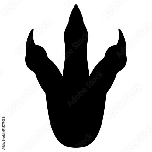 Black dinosaur footprint silhouette isolated on white background. Clipart image isolated on background.