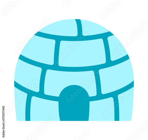 Simple blue igloo icon on white background. Clipart image isolated on background.