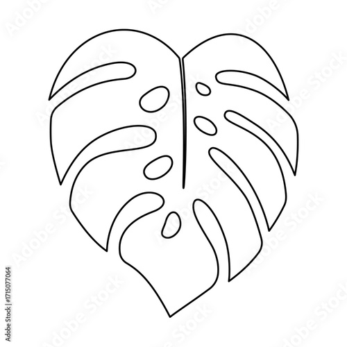 Monstera leaf line icon vector illustration simple black outline on white background. Clipart image isolated on background.