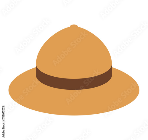 Brown safari hat icon flat design vector illustration. Clipart image isolated on background.