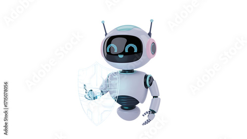 Friendly security robot protects your data, offering cyber safety and digital defense solutions