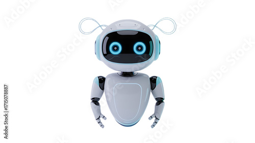 Cute futuristic robot character ready to assist with tasks or add a touch of whimsy to projects