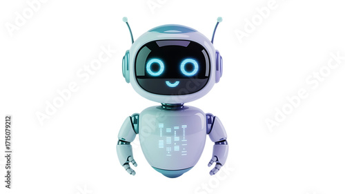 Friendly AI robot assistant ready to help with a smile, modern technology and innovation concept