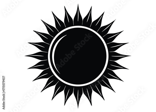 sun eclipse silhouette vector art icon