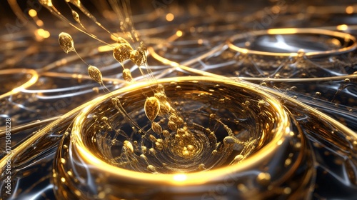 Golden Liquid Flowing Abstract