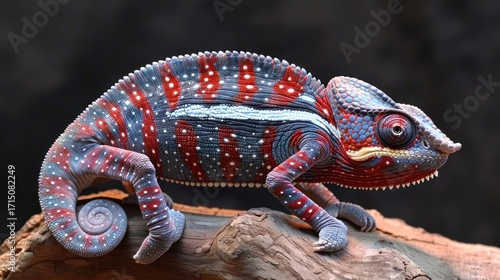 Vibrant Panther Chameleon on Wood
