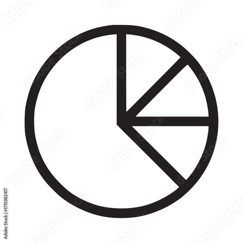 Vector art of pie chart icon a simple representation of data visualization, perfect for presentations, reports, and infographics related to statistics, market share, and business analysis