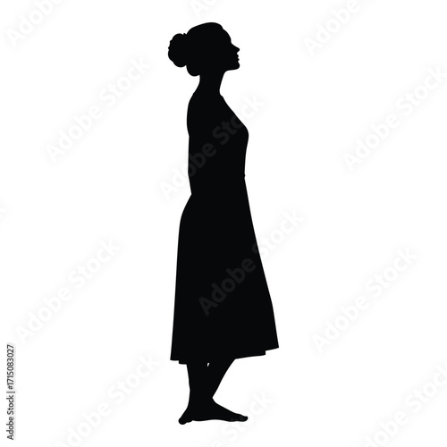 Elegant woman in a flowing dress a striking black silhouette
