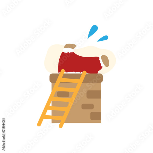 煙突に詰まるクマのサンタクロース/Santa Bear stuck in a chimney