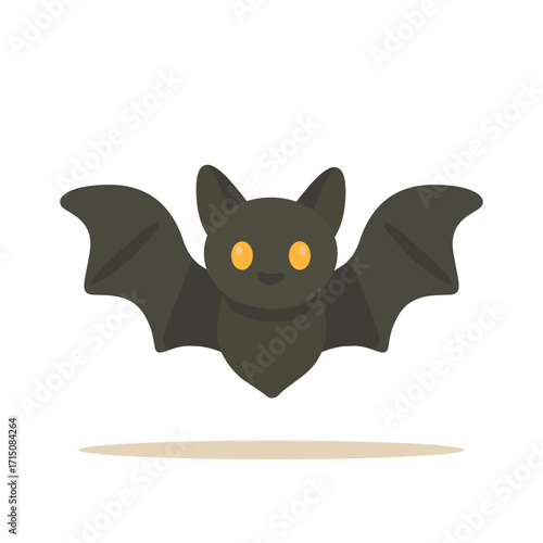 Halloween bat with wings spread flat illustration isolated on white background