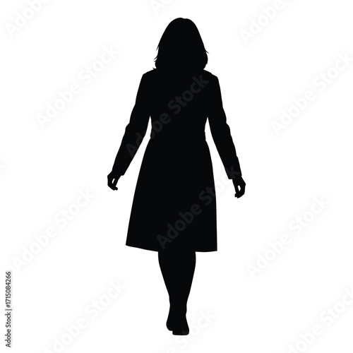 A striking full body image of a woman in a flowing dress silhouette