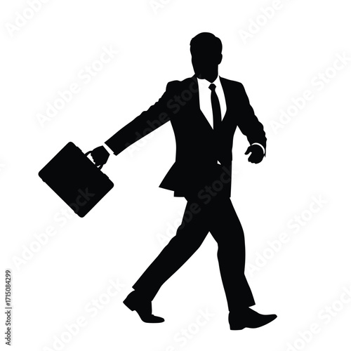A businessman walking with a briefcase depicted as a striking silhouette