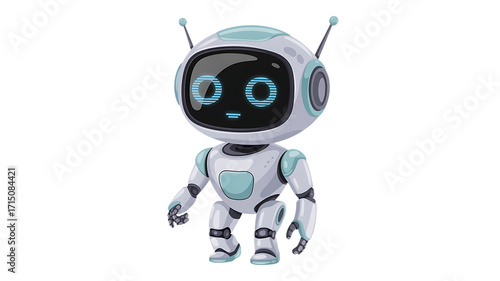 Charming robot character with glowing eyes, perfect for tech, futuristic, and innovative designs