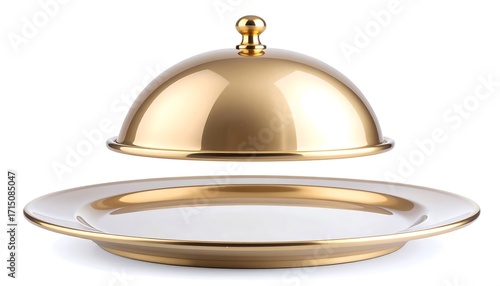 Gold serving platter with domed lid