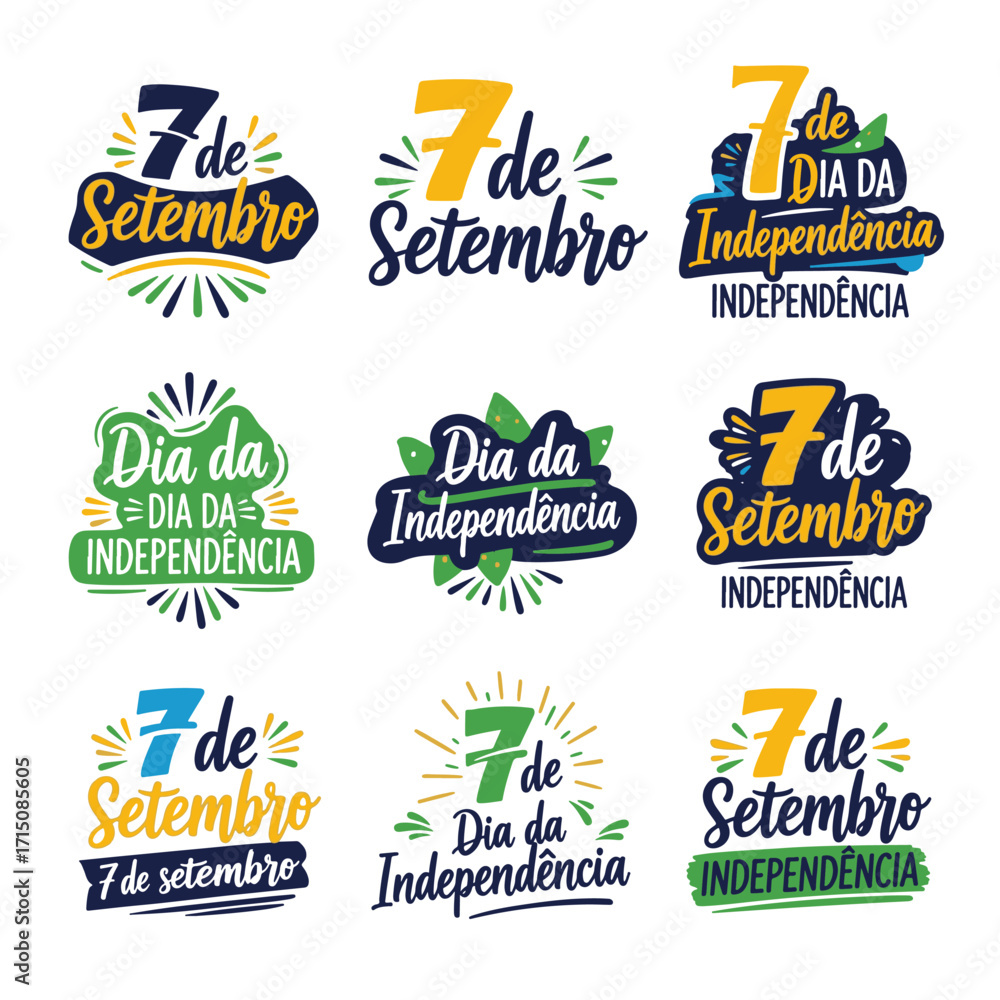Coleção de Vetores e Letterings para 7 de Setembro Dia da Independência do Brasil.  Independência do Brasil: Vetores Patrióticos e Comerciais para Campanhas