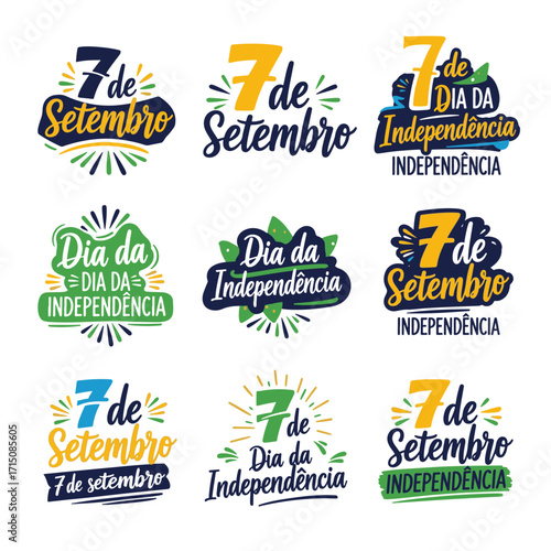 Coleção de Vetores e Letterings para 7 de Setembro Dia da Independência do Brasil.  Independência do Brasil: Vetores Patrióticos e Comerciais para Campanhas