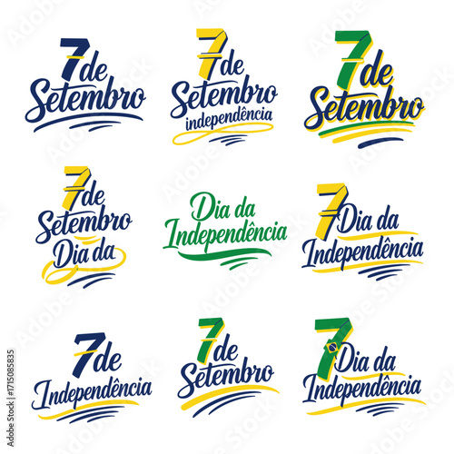 Coleção de Vetores e Letterings para 7 de Setembro Dia da Independência do Brasil.  Independência do Brasil: Vetores Patrióticos e Comerciais para Campanhas
