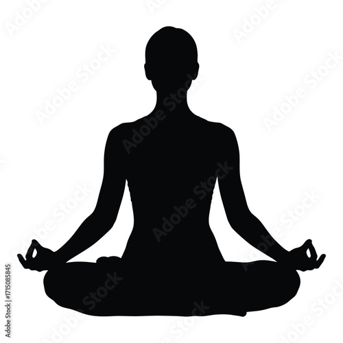 A peaceful figure meditating in the lotus position a striking silhouette