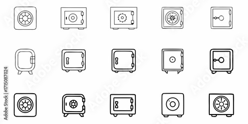 Charming hand-drawn safe icons for financial security concept perfect for infographics and websites