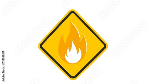 Yellow diamond warning sign with a flame symbol. A simple safety sign Free Download Yellow diamond warning sign with a flame symbol. A simple safety sign - GFXLoad