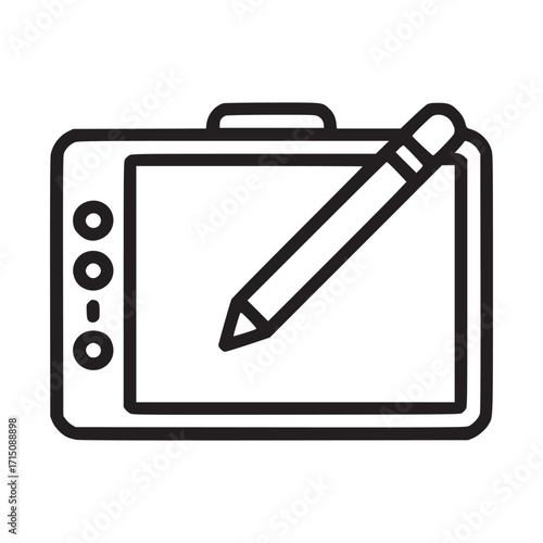 Illustration of a graphic tablet the design features a tablet with a pen, symbolizing digital art and design the clean lines and minimalist style make it versatile for various creative projects