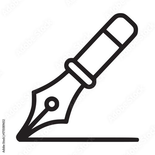 Illustration of a fountain pen the design features a classic writing instrument, symbolizing creativity and authorship the clean lines and minimalist style make it versatile for various design applica