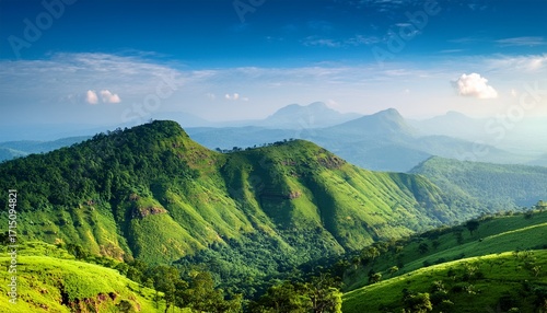 Beautiful Landscape Scenery With Green Forest Mountain In Kerala Western Ghats