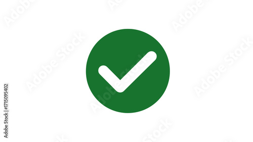 A green circle with a white check mark in the center indicating completion or approval on a white background