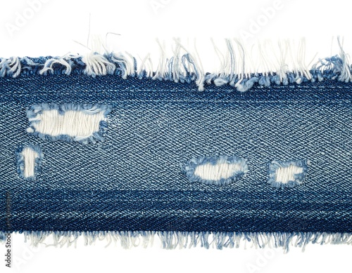 Ripped denim fabric strip