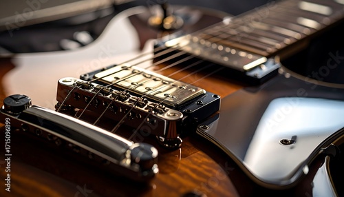 Close-up of a polished electric guitar