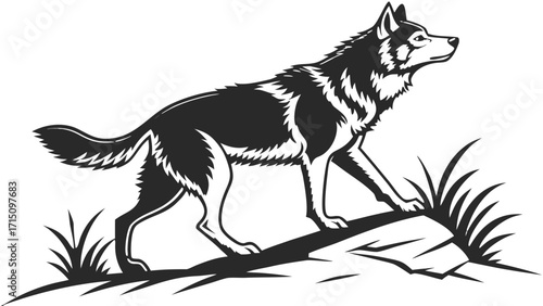 Siberian Husky Dog Silhouette – Vector PNG, Transparent Background