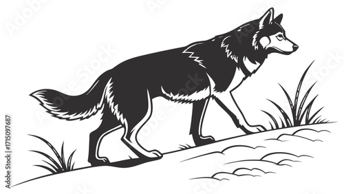 Siberian Husky Dog Silhouette – Vector PNG, Transparent Background