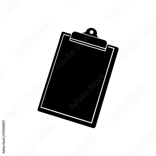 Black clipboard with clip art