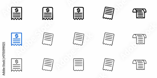 Invoice icon set for business finance expense tracking, receipts for accounting and bookkeeping
