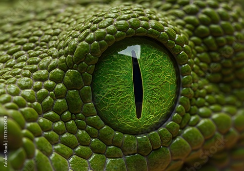 Green Snake Eye Close Up Macro View