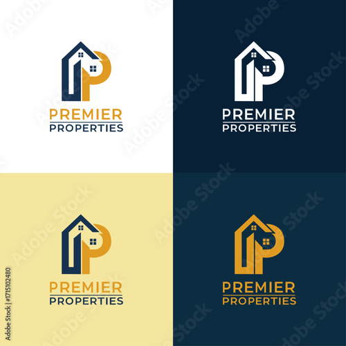 Creative Premier Properties real estate logo, modern vector design, perfect for property and housing branding.