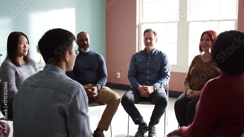 Diverse Adults in Supportive Group Discussion: Therapy, Counseling, or Community Meeting in a Circle