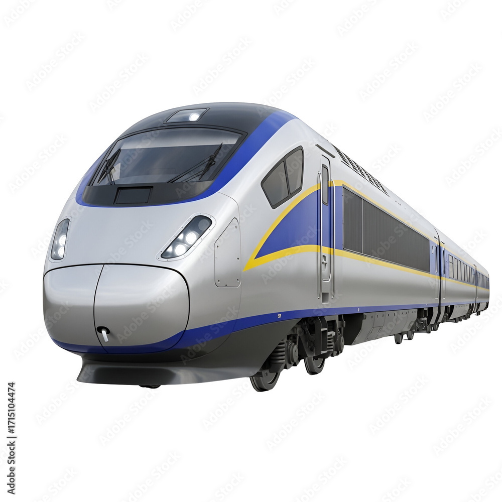 Fototapeta premium Silver and Blue High- Speed Passenger Train high-speed train