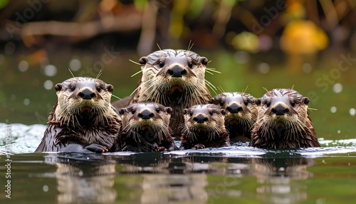 River otters in a family group