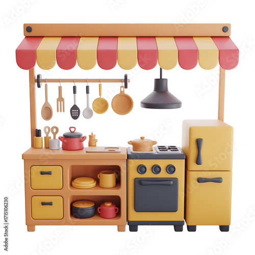 Wallpaper Mural High quality cartoonish 3D Kitchenware Store Isolated on Transparent Background Torontodigital.ca