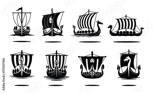 Set of boats and ships silhouette vector illustration, yacht, cruise ship, sailboat design, maritime transport, nautical travel concept, marine vessel collection graphic.