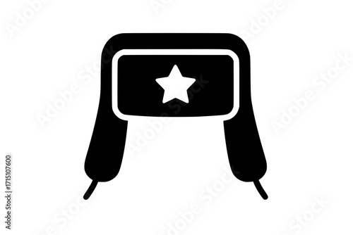 Blue Ushanka Hat with White Star Isolated Icon
