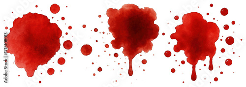 Panel kuchenny z motywem PNG Vivid red watercolor splatters, element set on transparent background