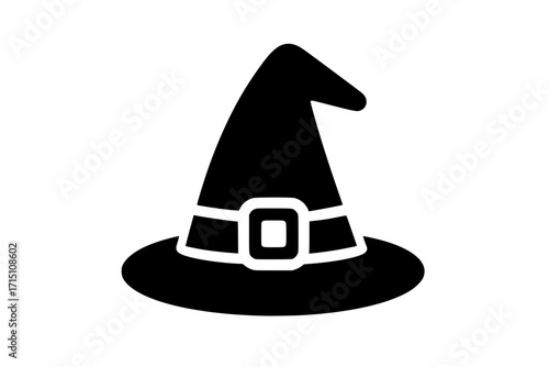 Black Witch Hat Icon with White Buckle
