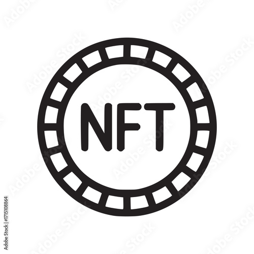 Illustration of an nft coin, representing nonfungible tokens, blockchain technology, and digital assets in a modern and minimalist style, ideal for cryptorelated projects