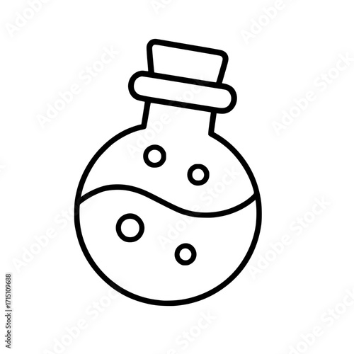 Isolated Potion Bottle Icon with Bubbling Liquid and Cork

