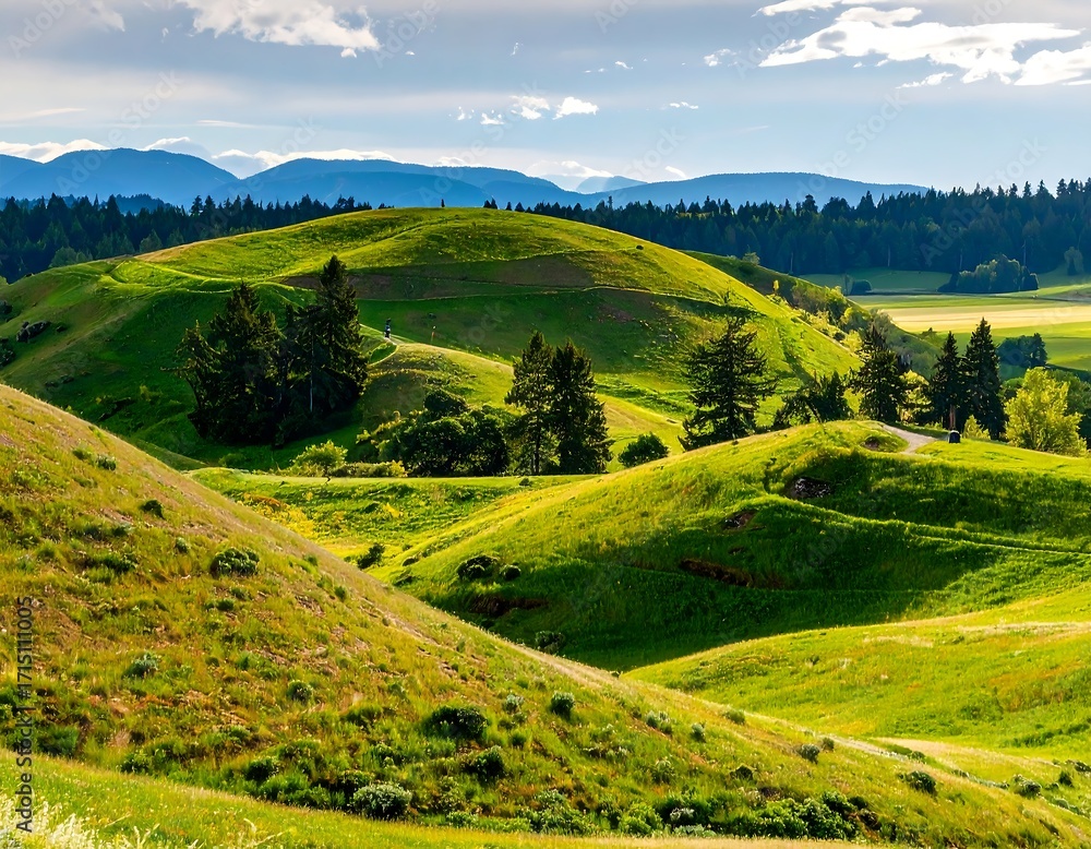 Obraz premium Lush Rolling Hills Landscape