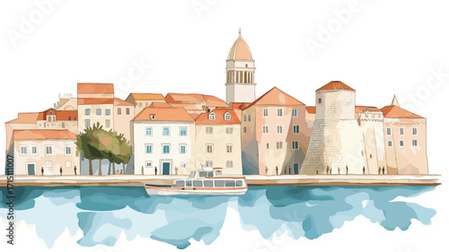 Diocletian's Palace. Diocletian's Palace watercolor vector illustration
